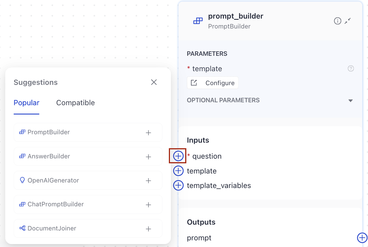 The Builder canvas with component cards and component connections shown