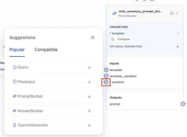 The Builder canvas with component cards and component connections shown