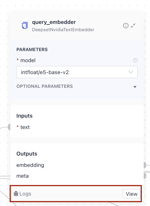The debug icon on a component card