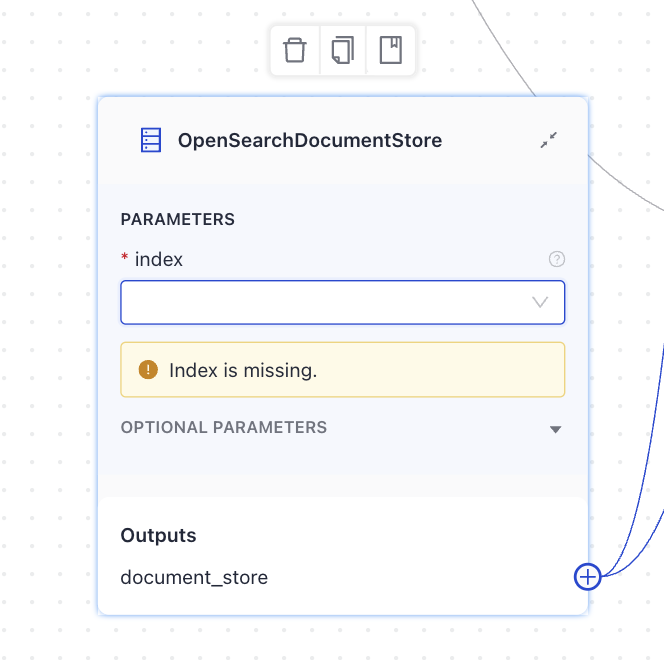 Index selection on the document store component
