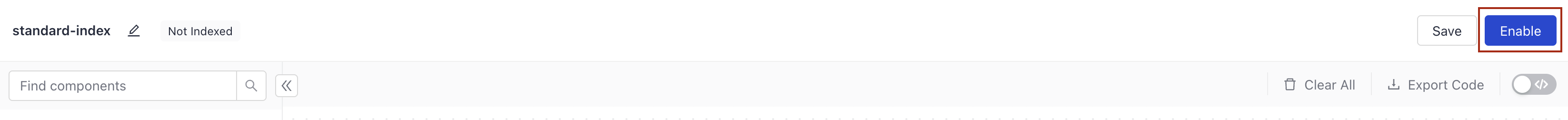 The Enable button in pipeline builder