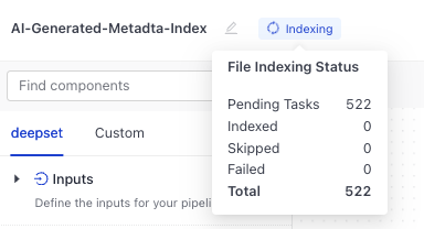 The Indexing status label in Builder