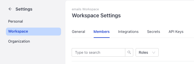 The Members tab in Workspace settings