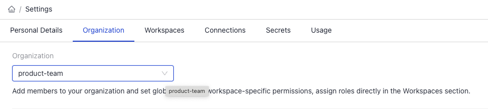 The Organizations page with an expanding list with organizations you belong to.