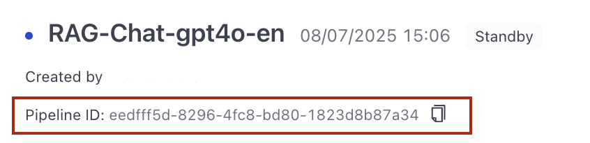 Pipeline ID displayed on the Pipeline Details page.