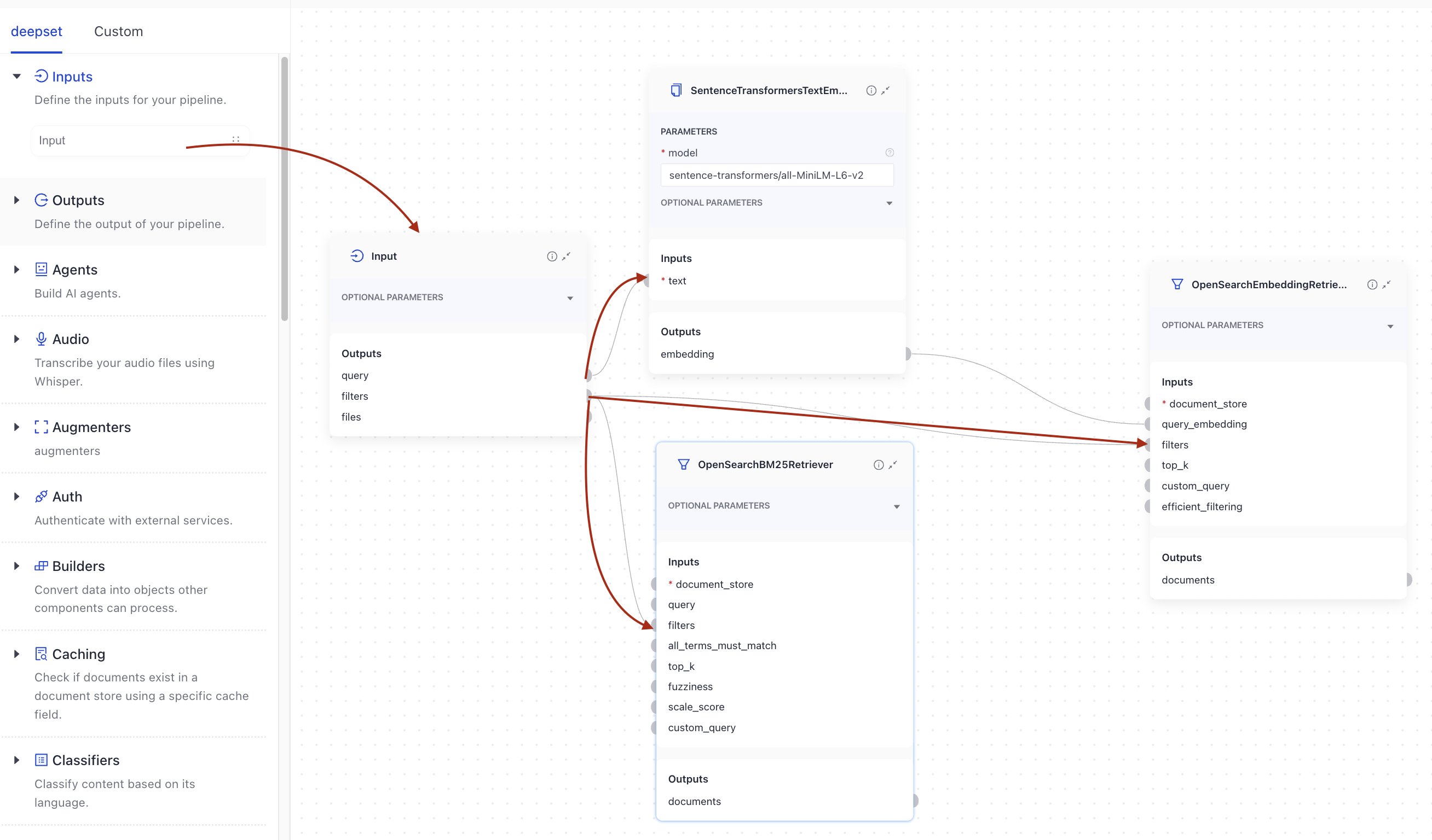Query and filter inputs in pipeline builder