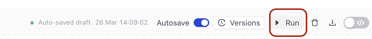 The Run button on the toolbar.