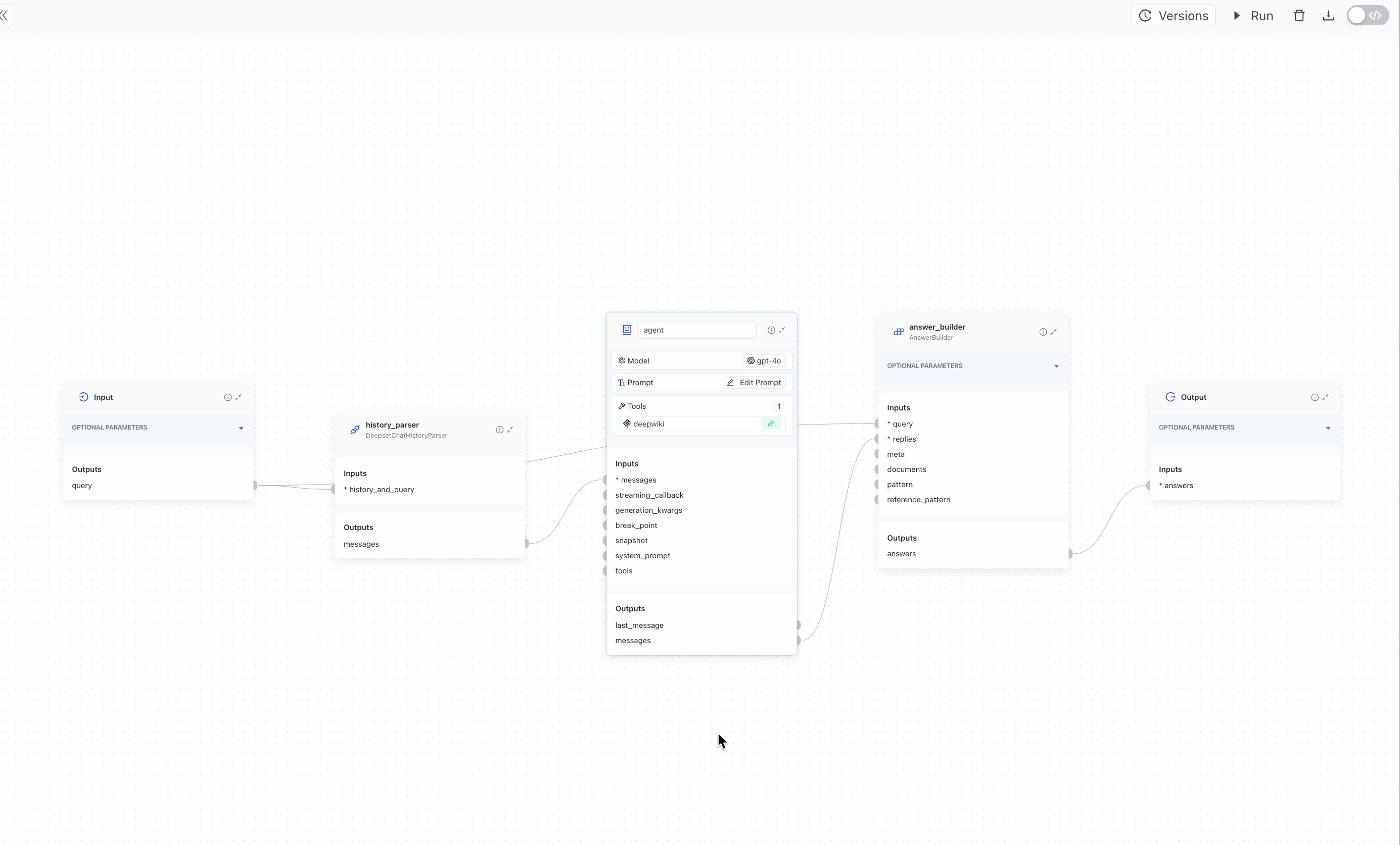 The Run MCP Tool option in the agent component card