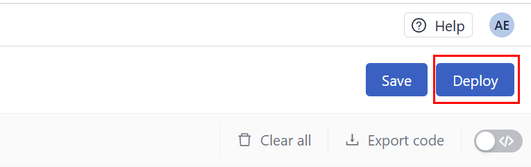 The Deploy button in Pipeline Builder